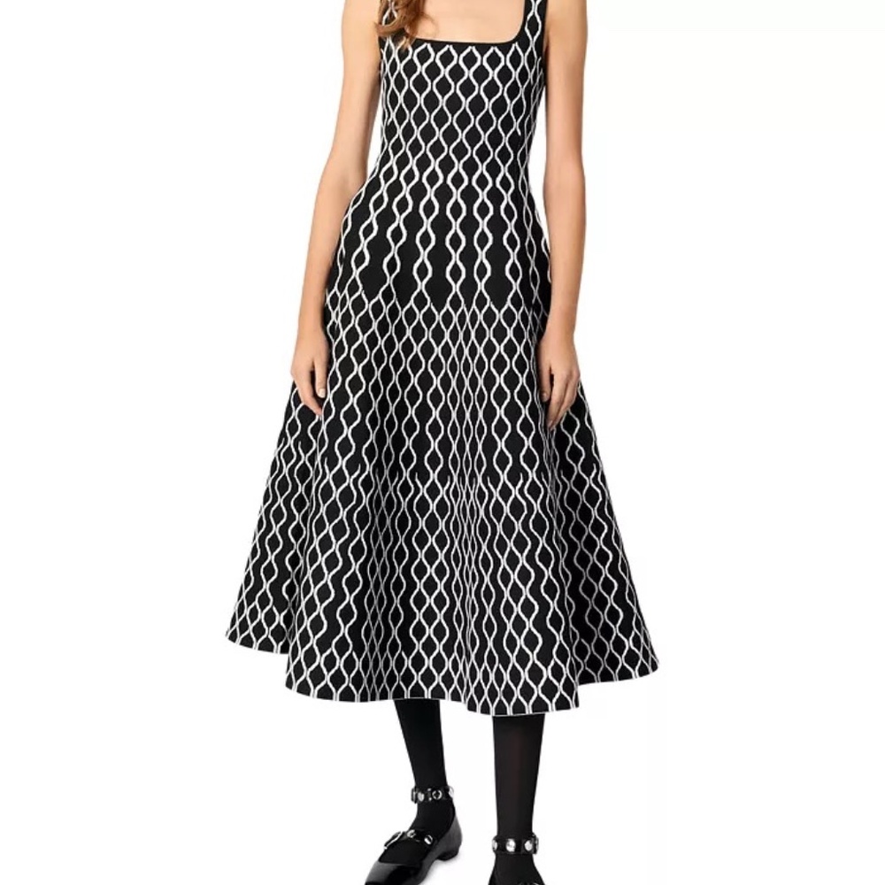 Maje Jacquard Knit Midi Dress